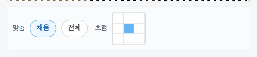 맞춤 컨트롤 — 채움/전체 선택, 채움일 때만 초점 칸이 나타남